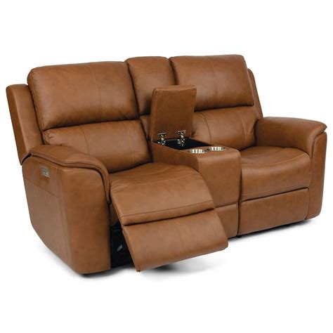 Flexsteel Harvey 490 1041 64 Power Reclining Loveseat With Power Headrest Power Lumbar Support