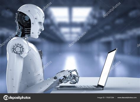 robot work on laptop — Stock Photo © phonlamai #179357264
