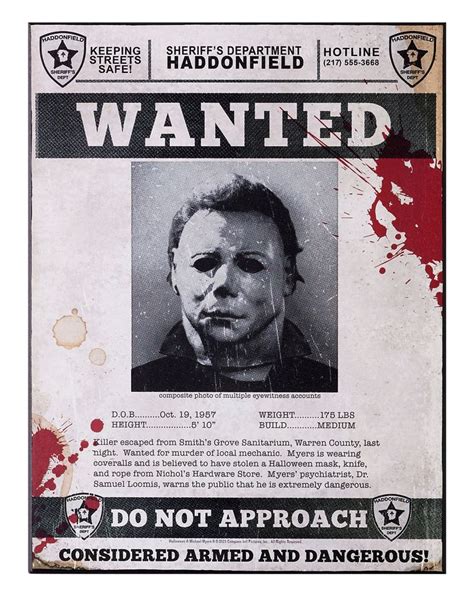 Michael Myers Wanted Poster Sign Halloween By Spirit Halloween