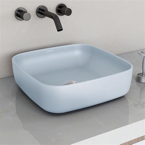 Plantex Platinum Ceramic Tabletop Square Wash Basin Countertop Bathroom