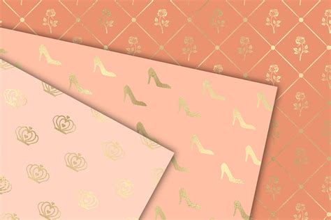 Peach And Gold Princess Digital Paper Seamless Blush Pink Etsy