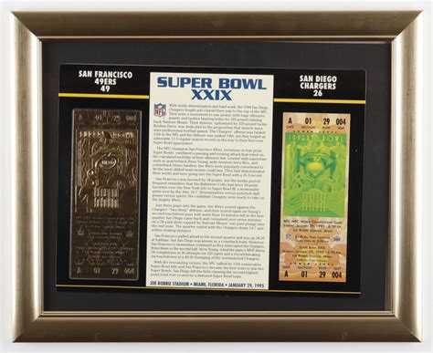 Commemorative Super Bowl Xxix X Custom Framed Score Card Display