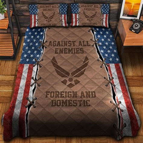 Against All Enemies Us Air Force Veteran Quilt Bedding Set Dingmun