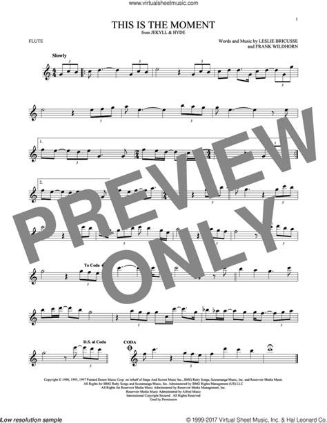 This Is The Moment Sheet Music For Flute Solo PDF Interactive