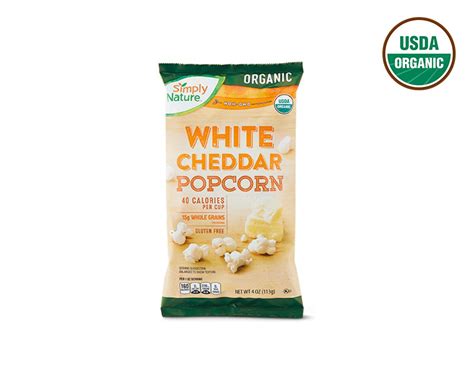 Simply Nature Organic White Cheddar Or Sea Salt And Black Pepper Popcorn