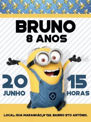 Convite Anivers Rio Minions Edite Gr Tis Nosso Editor Online