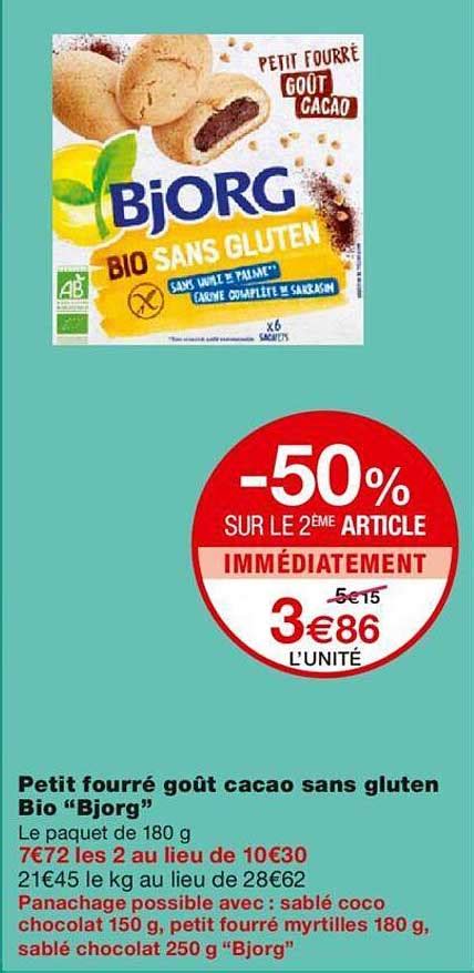 Promo Petit Fourr Go T Cacao Sans Gluten Bio Bjorg Chez Monoprix