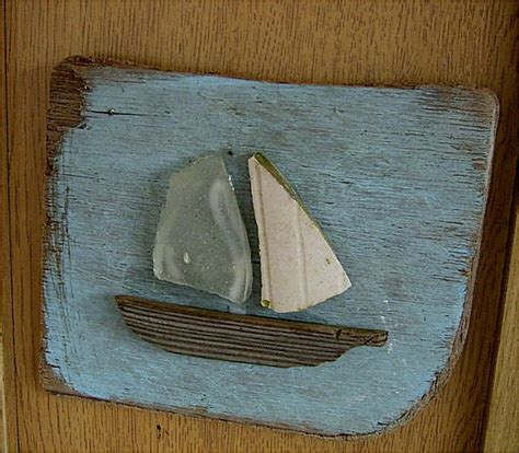 Ceramic And Papier Mache Boats On Driftwood Driftwood Art Stone Art