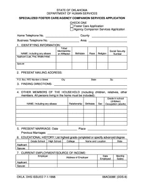 Fillable Online Okdhs Form Ac E Dds Okdhs Fax Email Print