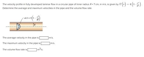 Solved The Velocity Profile In Fully Developed Laminar Flow Chegg