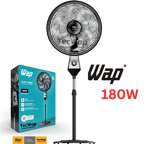 VENTILADOR de 180w 50 CM de 8 PÁS WAP FLOW TURBO COLUNA 127v TecWap