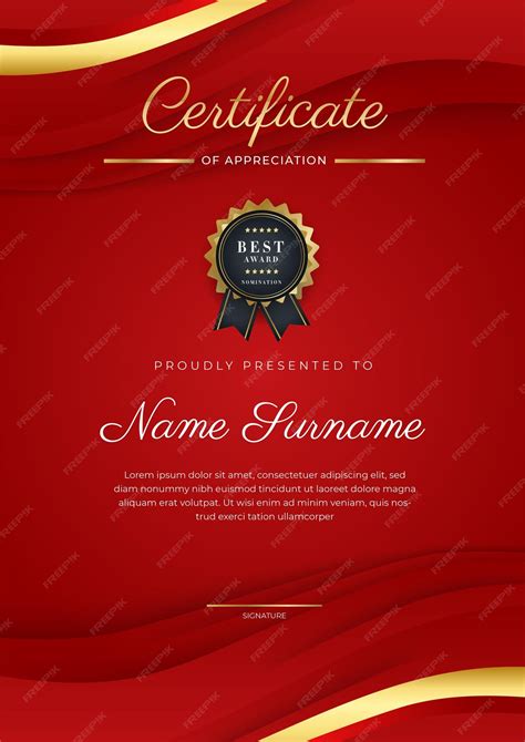 Premium Vector Red And Gold Certificate Of Achievement Border