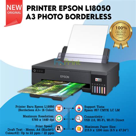 Jual Printer Epson L1800 L18050 A3 Photo Ink Tank Printer 6 Color