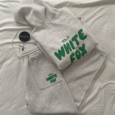 White Fox Glacier Grey Sweat Set Small Sweatpants Depop