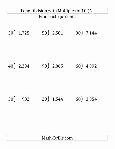 Long Division And Multiplication Worksheets