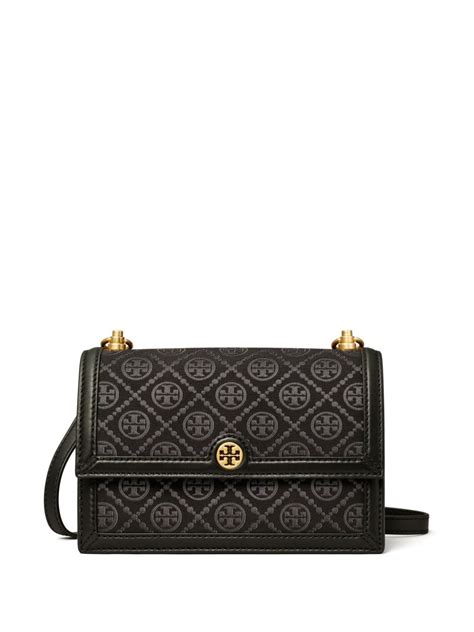 Tory Burch Small T Monogram Shoulder Bag Black Farfetch