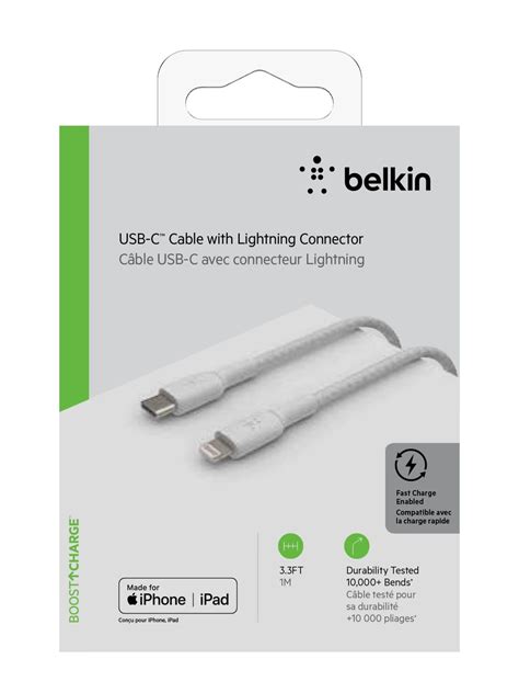 Belkin Boost Up Charge Usb C To Lightning Braided Cable 1m White At Mighty Ape Nz