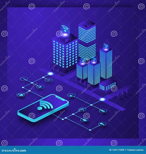 Smart City Or Intelligent Building Isometric Vector Concept Iot