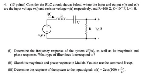 Solved 4 15 Points Consider The Rlc Circuit Shown Below