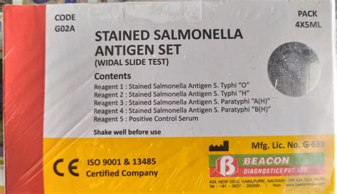 Beacon Beacon Diagnostics Stained Salmonella Antigen Set Widal Slide