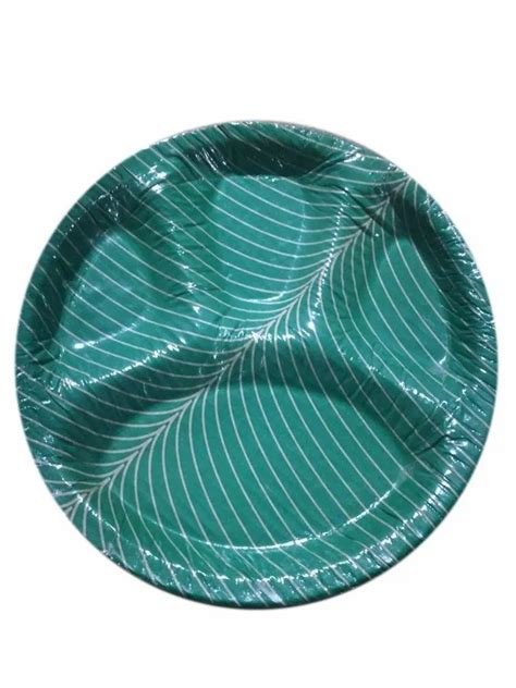 Green 12 Inch Laminated Paper Plate For Event And Party Supplies