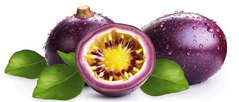 Premium Photo Passion Fruit Passiflora Edulis With Leaves Isolated