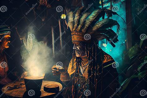 Ayahuasca Shaman Ecuador Old Ceremony Man Tribal Tribes Amazon People Magician In Ecuadorian