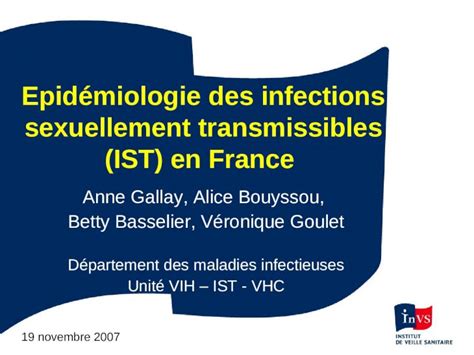 PPT Epidémiologie des infections sexuellement transmissibles IST en