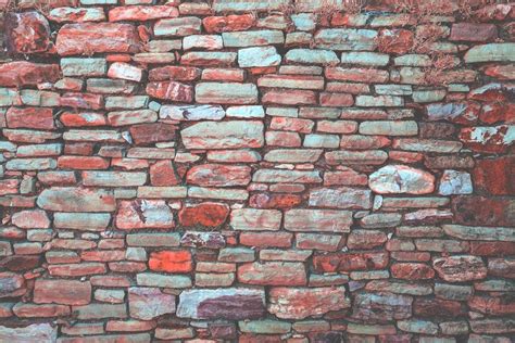 Old Red Stone Brick Wall - Free Texture