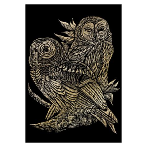 Engraving Art Gold - Owls - Kite and Kaboodle