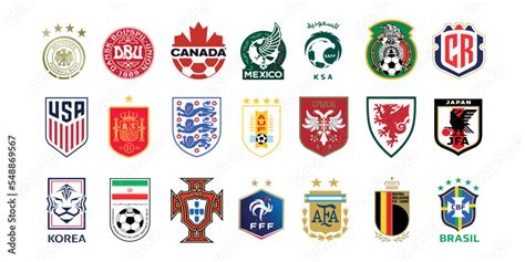 World cup Football team logo collection: Brazil, Spain, France,Wales ...