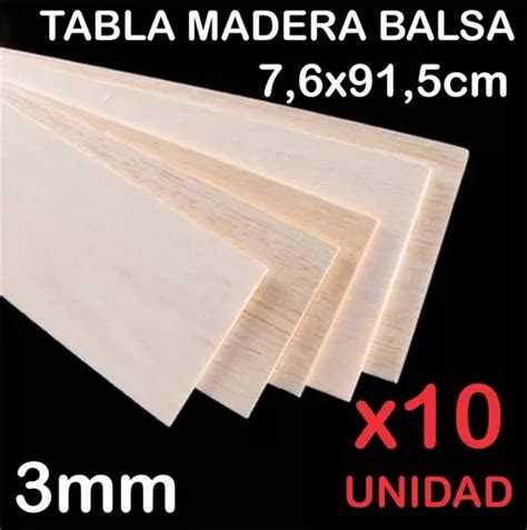 10 Plancha 7 6x91 5cm Madera Balsa 3mm Artesanias Maqueta