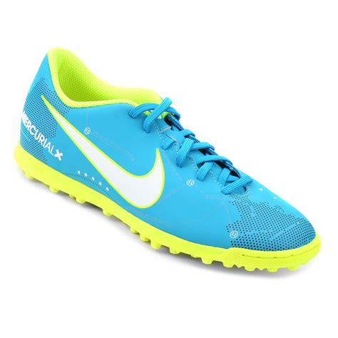 Chuteira Society Nike Mercurial Vortex 3 Neymar Jr Tf Azulpreto