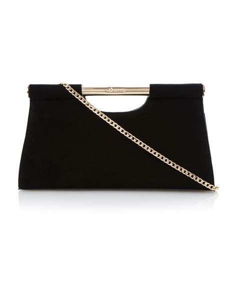 Dune Envie Bar Top Suede Clutch Bag in Black | Lyst