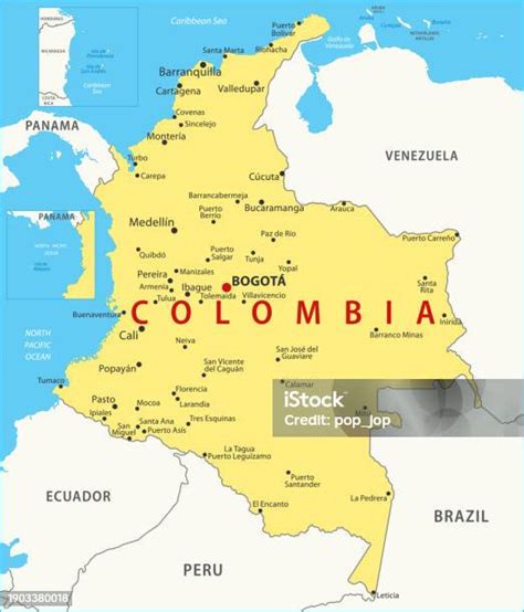 Colombia Map Vector Colored Map Of Colombia Stock Illustration ...