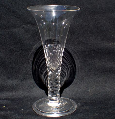 Large Late 18th Century Facet Cut Stem Tall Ale Wine Glass 19 5cm 8 Ebay