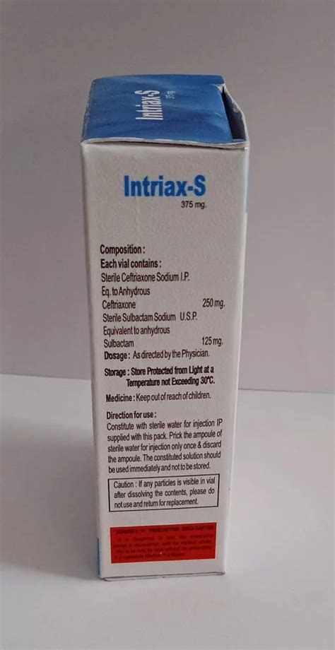 Ceftriaxone Sulbactum Mg Intriax S Injection Packaging