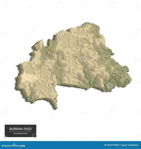 Burkina Faso Map 3d Digital High Altitude Topographic Map 3d Vector