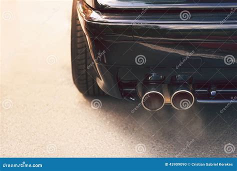 Dual Exhaust Pipe With Smoke Stock Photo Image Of Pipe Smoke 43909090