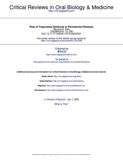 Pdf Role Of Treponema In Periodontal Diseases Dokumen Tips