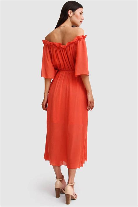 Amour Amour Ruffled Maxi Dress In Red Style Theory Sg