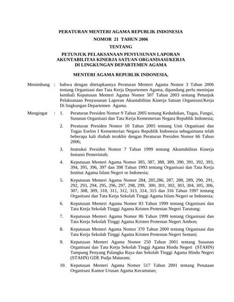 PDF PERATURAN MENTERI AGAMA REPUBLIK INDONESIA Dan Tata Kerja