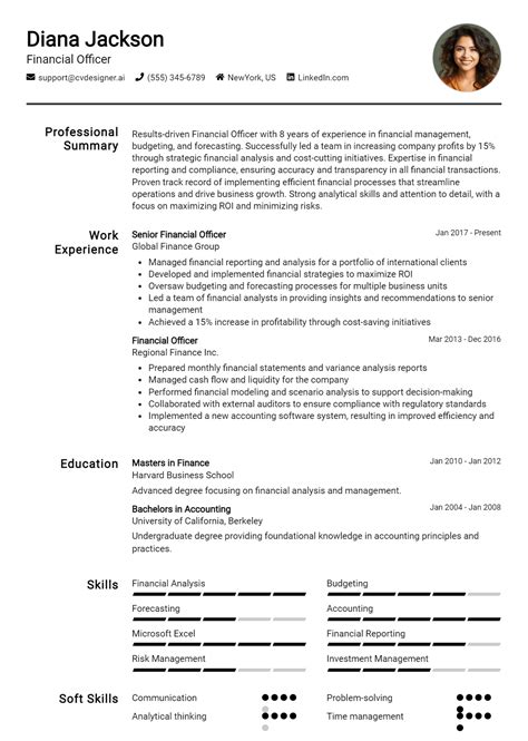 Financial Officer Resume Example For 2024 Best Tips Templates