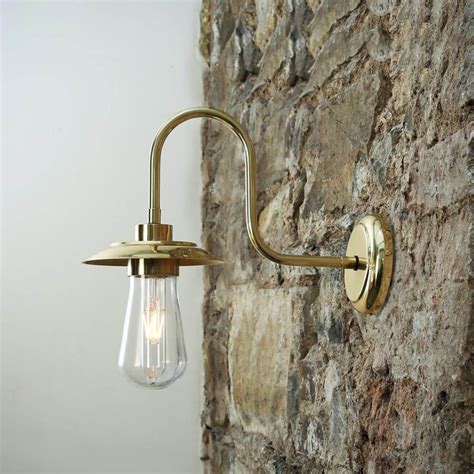 Ren Outdoor Brass Swan Neck Wall Light Outdoor Lighting