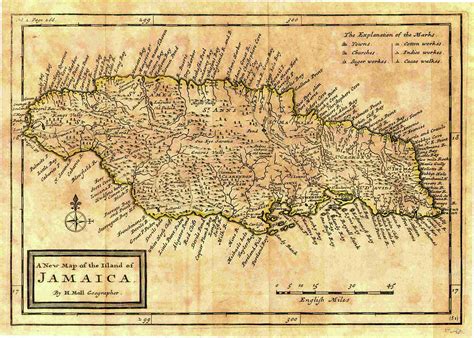 Vintage Map Of Jamaica 1771 Drawing By Cartographyassociates Fine