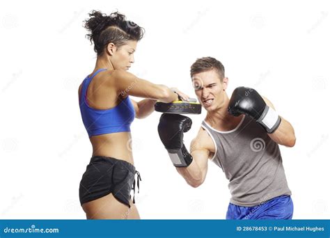 Boxing Sparring. Two Boxers Fighting In Boxing Gloves Royalty-Free ...