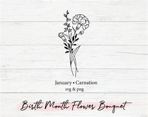 Birth Month Flower Bouquet Svg Flower Svgfloral Svgbirth - Etsy