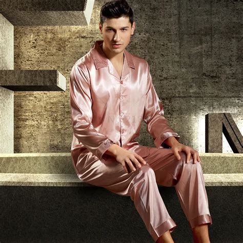 Robe Hot Sale Top Mens Silk Pajamas Set Sleepsuit Loungewear Great Sleepwear Red Size Cosyscc