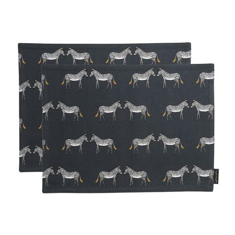 Zebra Fabric Placemats Set Of 2 By Sophie Allport