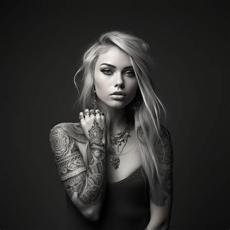 Premium Photo Rebel Inked Realistic Grayscale Portraits Of A Youthful